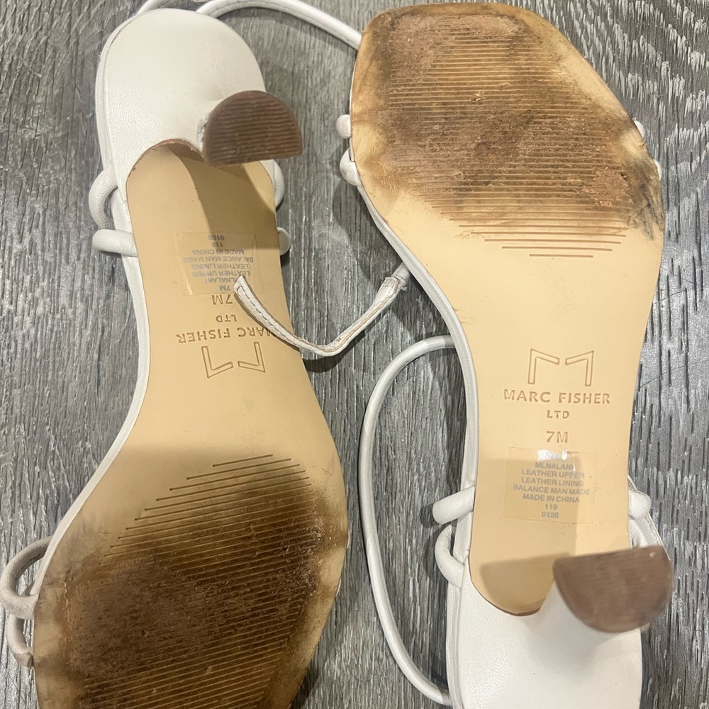Marc Fisher White Knotted Strappy Lace-Up Sandals - Picture 8 of 8